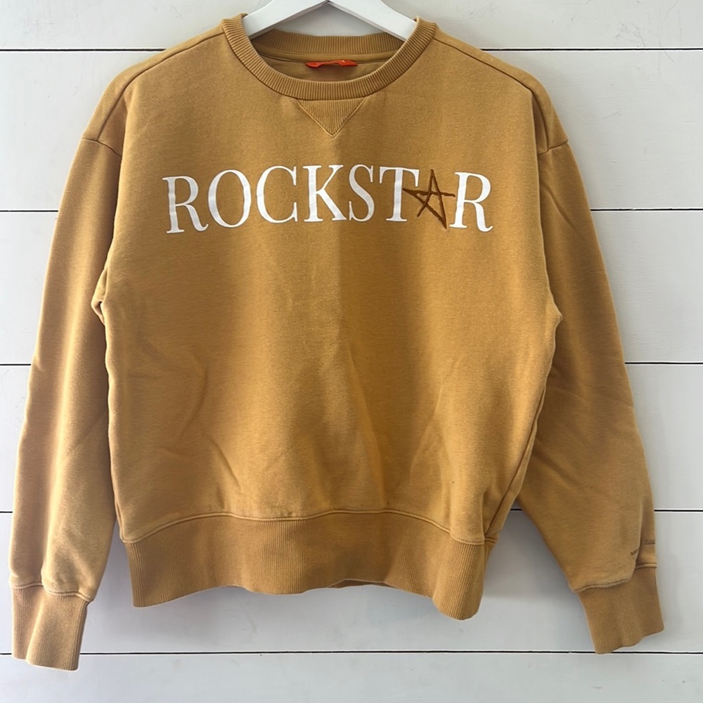 Merrell Rockstar Mustard Yellow Sweatshirt Organic Cotton Blend Size Small